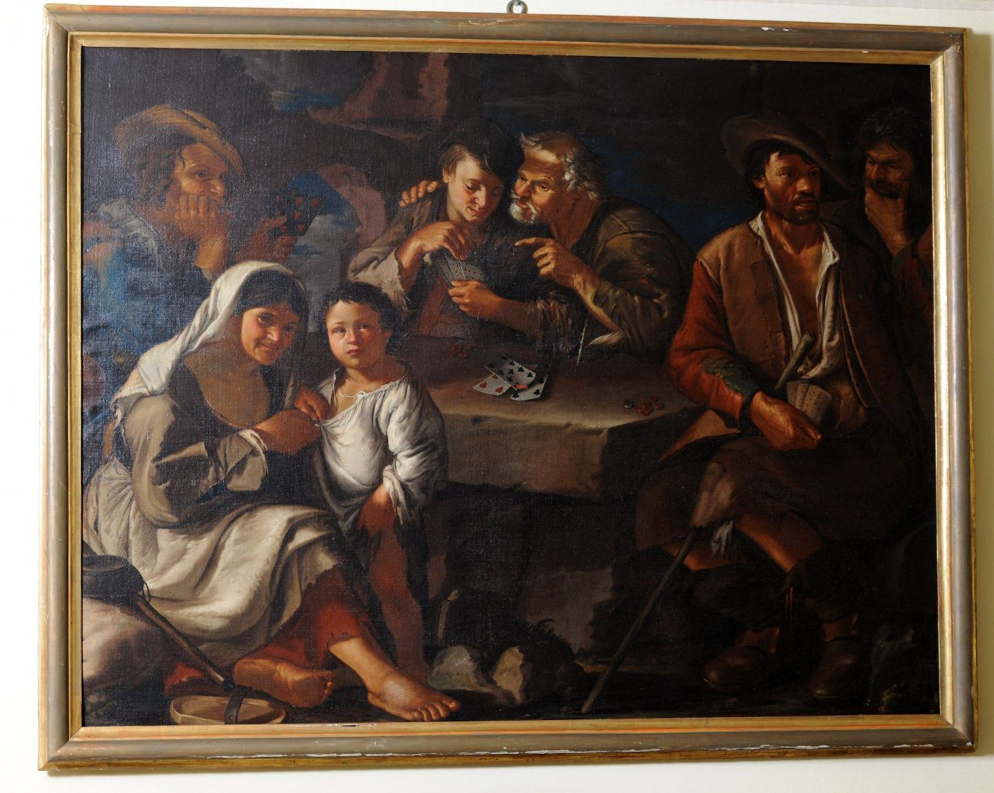Jogadores de cartas, escola italiana da segunda metade do século XVII, âmbito Mestre da Tela Jeans, 150 x 200 cm